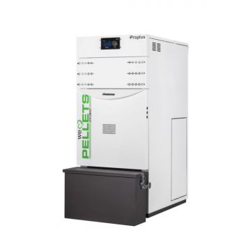 Centrala termica automata pe peleti Fornello Lidya Compact Proplus 25 kw, echipata cu pompa  Grundfos, vas, manometru, supapa, arzator inox, curatare automata arzator, curatare automata schimbator, A+, elimina automat cenusa