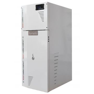 Centrala termica compacta pe peleti Fornello Rossi Camino Compact 25 kw, pompa de circulatie, vas expansiune, tiraj fortat, curatare manuala a arzatorului si a drumurilor de fum, Ecodesign, A+