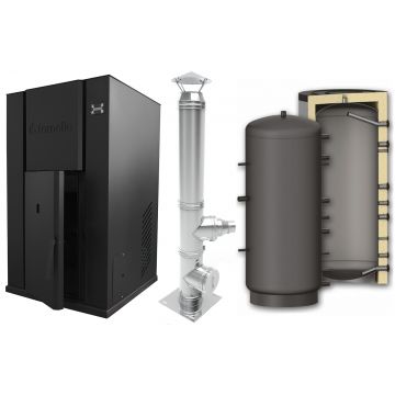 Pachet centrala peleti Fornello Pellet King 40 kw, cos de fum inox izolat dn 120 la 6 metri si puffer 500 litri