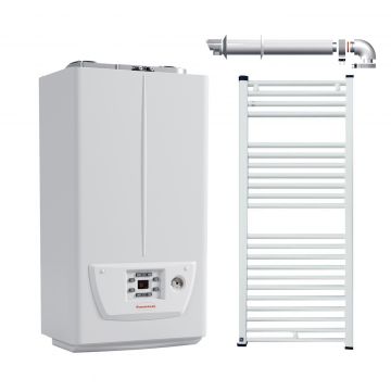 Pachet Centrala termica in condensare Immergas Victrix Omnia 25, kit evacuare inclus si radiator baie Fornello 500x800