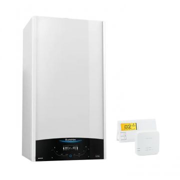 Pachet economic centrala termica in condensare Ariston Genus One+ 24 EU 24 kW, kit evacuare gaze arse Ariston si Termostat Radio Comanda Salus 091FLRFV2 incluse