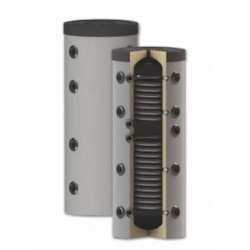 Rezervor de acumulare puffer pentru agent termic, cu doua serpentine PS2 150L
