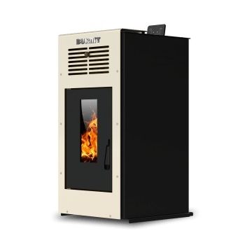 Semineu (soba) pe peleti Burnit Ambient Light Ivory 8 kw, cu tiraj fortat include ventilator aer cald, aprindere electrica, recomandat pentru 80 mpSemineu (soba) pe peleti Burnit Ambient Light Ivory 8 kw, cu tiraj fortat include ventilator aer cald,