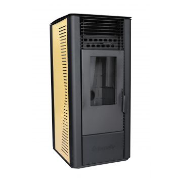 Semineu (soba ) pe peleti cu tiraj fortat Fornello Sophia Premium 11 kw, aprindere electrica, telecomanda, culoare Ivory, recomandat pentru 110 mp