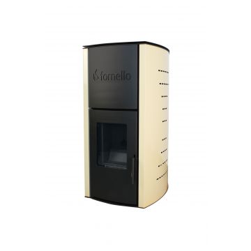 Termosemineu  centrala peleti Fornello Michelle  12 KW, complet echipat pentru  incalzire, pompa, vas  expansiune, automatizare, telecomanda, buncar  tiraj fortat, aprindere automata