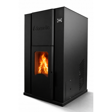 Termosemineu pe peleti Fornello Pellet King 35 kw complet echipata pentru incalzire, pompa , vas de expansiune ,supapa de siguranta, automatizare , tiraj fortat, buncar peleti 80 litri, aprindere automata, Clasa energetica A+