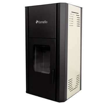 Termosemineu pe peleti Fornello Primo Pellet 25 KW, aprindere automata, telecomanda, buncar, tiraj fortat, pompa circulatie, vas expansiune, touch screen, Ivory, A+