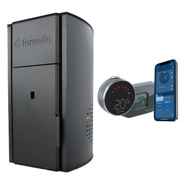 Pachet control de la distanta Centrala pe peleti Fornello Royal B 25 KW, pompa circulatie, vas expansiune, telecomanda, buncar tiraj fortat, recomandat pentru 160 mp si termostat Wi-Fi Salus IT 800