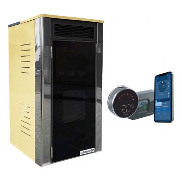 Pachet control de la distanta Termosemineu Fornello Primo Truva 25 kW Ivory ,pompa ,vas de expansiune, supapa de siguranta, sistem de curatare MECANICA creuzet si termostat Wi-Fi Salus IT 800