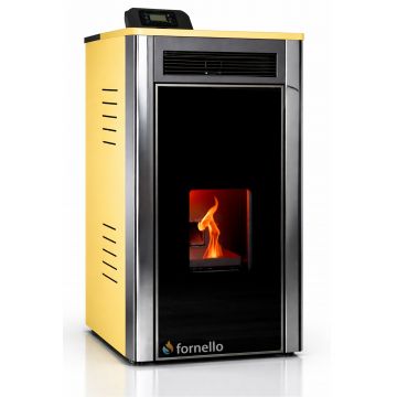 Termoșemineu Fornello Primo Truva 25 kW Ivory cu kit complet încorporat pentru sistemul de încălzire,pompa de circulatie,vas de expansiune,supape de siguranta,Sistem de curatare MECANICA creuzet