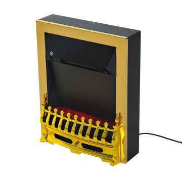 Șemineu Electric Încorporabil sau de Podea 1000-2000W, din Plastic și Metal, Auriu, 48x19x59cm HOMCOM | Aosom RO