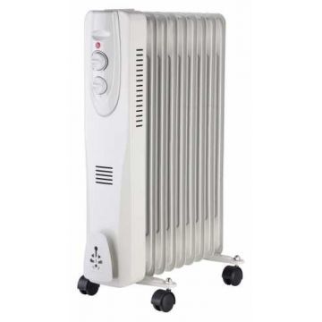 Calorifer Portabil cu Ulei, 9 Elementi, Putere 2000W, Termostat Reglabil, Protecție Supraîncălzire, Mobil cu Role, Well