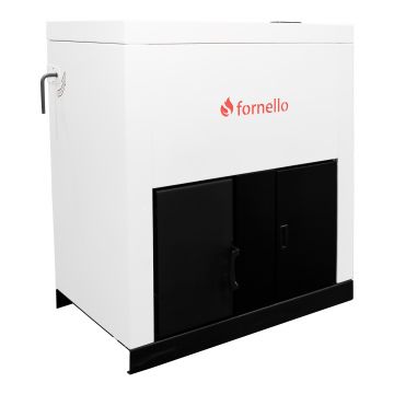 Centrala pe peleti Fornello Eco Energy  35 kW, complet echipata pentru incalzire automatizare, pompa recirculare, vas expansiune, afisaj digital, arzator fonta, curatare mecania drumuri fum, buncar peleti integrat 75 kg
