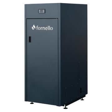 CENTRALA PE PELETI FORNELLO KING PLUS 30 KW, echipata cu: pompa de circulatie, vas de expansiune, supapa de siguranta, automatizare, rezervor pentru peleti 125 kg, creuzet din fonta, tiraj fortat