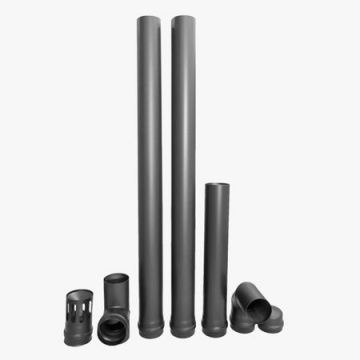 KIt de evacuare  (cos de fum), Fornello, otel negru 1,2 mm, pentru centrale si termoseminee  pe peleti, diametru 100  mm, etansare  cu garnitura, complet pentru montaj, 2,5 metri lungime