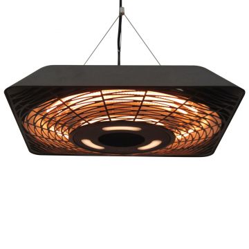Outsunny Lampa pentru Incalzire in Aer Liber cu Lumina, 3 Niveluri de Putere 800W/1200W/2000W si Telecomanda, 45x45x10cm, Negru | Aosom Romania