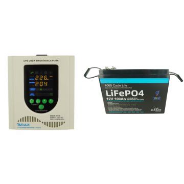 Pachet UPS ARAX 800VA 500W, compatibil LiFePO4 + Acumulator LiFePO4 12V 100Ah, Volt Romania 684ed44ad28d0