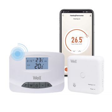 termostat electronic programabil cu afisaj digital wireless, smart, wifi well