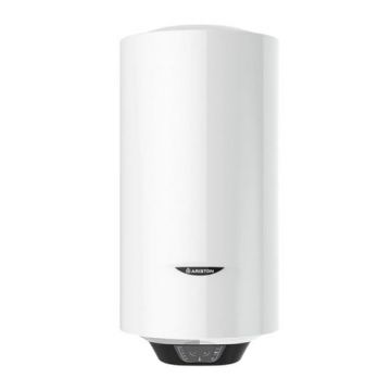 Boiler electric Ariston Pro Eco Slim 65, 1800 W, 65l, Afisaj LED, Tehnologie NanoMix+, Functie ECO, Design Slim, Rezervor emailat, Alb 65 l