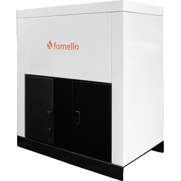 Centrala pe peleti Fornello Eco Energy  35 kW, echipata cu automatizare,  afisaj digital, arzator fonta, curatare mecania a drumurilor de fum, buncar peleti integrat 75 kg