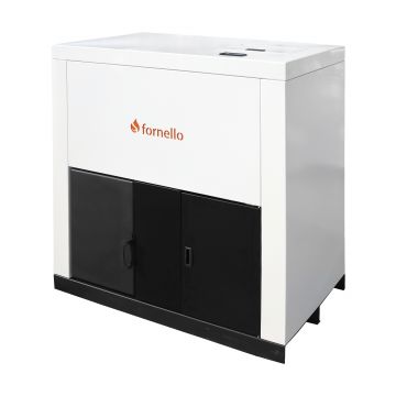 Centrala pe peleti Fornello Eco Energy 50 kW, echipata cu automatizare,  afisaj digital, arzator fonta, curatare mecania a drumurilor de fum, buncar peleti integrat 130 kg
