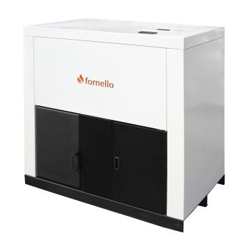 Centrala pe peleti Fornello Eco Energy 75 kW, echipata cu automatizare, afisaj digital, arzator fonta, curatare mecania a drumurilor de fum, buncar peleti integrat 180 kg