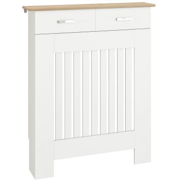 HOMCOM Acoperire pentru Calorifer cu Sertar, Anti-răsturnare, în Lemn, 78x19x97 cm, Alb | Aosom Romania