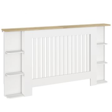 HOMCOM Acoperire Radiator cu Rafturi din MDF, Design Modern cu Șipcă, pentru Living și Dormitor, 152x19x83 cm, Alb | Aosom Romania
