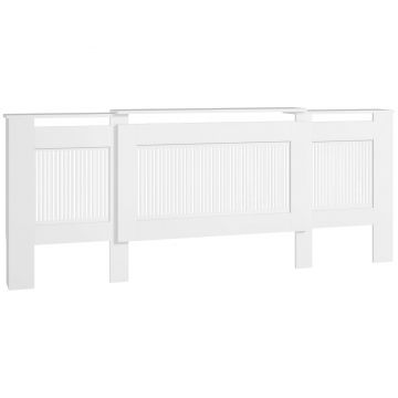 HOMCOM Acoperire radiator, design cu lamele, lungime ajustabilă 125-201 cm, MDF, Alb | Aosom Romania