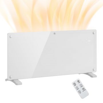 HOMCOM Aerotermă Electrică cu Temperatură Reglabilă, Termostat și Protecție la Supraîncălzire, 87x21,5x44,5 cm, Alb | Aosom Romania