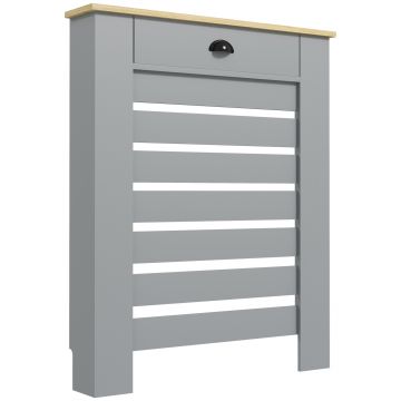 HOMCOM Copertură pentru Calorifer din MDF cu Sertar, 78x19x95.5 cm, Gri | Aosom Romania