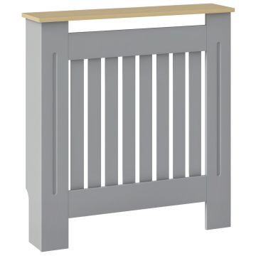 HOMCOM Cubier pentru Radiator din MDF pentru Living Dormitor Hol 78x19x83 cm Gri și Stejar | Aosom Romania