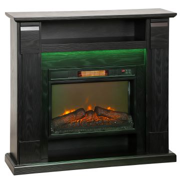 HOMCOM Șemineu Electric Reglabil cu Flacără 3D, Temporizator și Telecomandă Negru | Aosom Romania