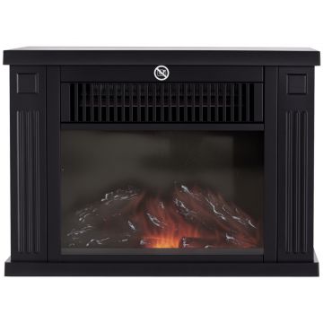 HOMCOM Șemineu electric sobă Stil Contemporan Termostat 600-1200 W Alb | Aosom Romania