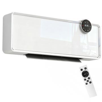 HOMCOM Încălzitor Electric 2000W de Perete cu 3 Moduri, Temperatura Reglabilă, Timer și Telecomandă, Alb | Aosom Romania