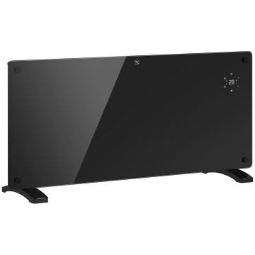 HOMCOM Radiator Electric cu Temperatură Reglabilă, Protecție la Supraîncălzire și Telecomandă, 87x21,5x44,5 cm, Negru | Aosom Romania