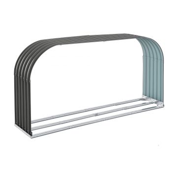 Outsunny Suport de lemne de foc, rezistent la intemperii, din oțel, 212 cm x 46 cm x 112 cm, Gri | Aosom Romania