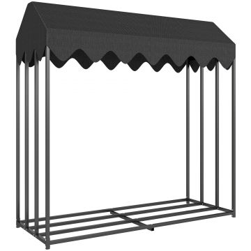 Outsunny Suport lemne exterior, raft pentru lemne cu husă de protecție 600D Oxford capacitate 1,9 m³, oțel 186x70x185cm negru | Aosom Romania