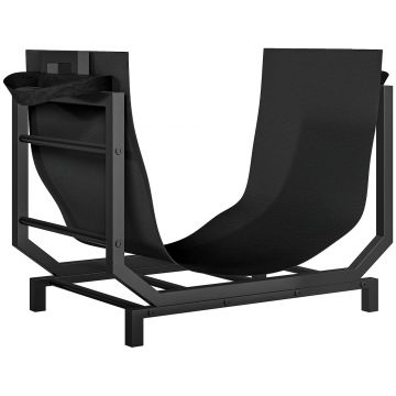 Outsunny Suport pentru Lemne Capacitate 50 kg cu Geantă de Transport Detașabilă Negru | Aosom Romania