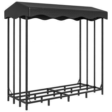 Outsunny Suport pentru Lemne de Exterior cu Acoperire, Suport Metalic Ranforsat pentru Lemne, 185x90x185 cm, Negru | Aosom Romania