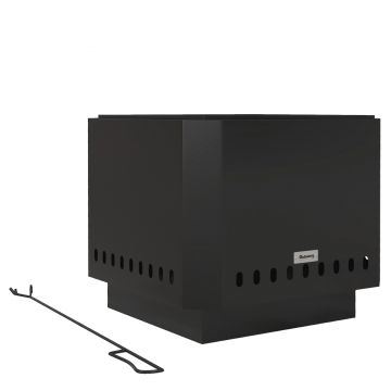 Outsunny Vatră de foc, focar, incl. tijă de manevrat, 48 x 48 x 41 cm, Negru | Aosom Romania