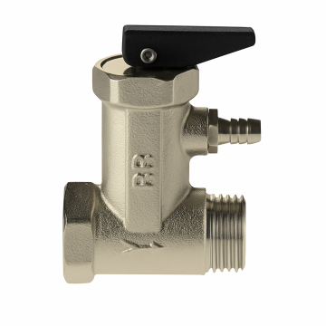 Supapa de siguranta pentru boiler Remer Rubinetterie 413P812, 1 2  , presetata la 8 bari, alama cromata, filet interior - exterior