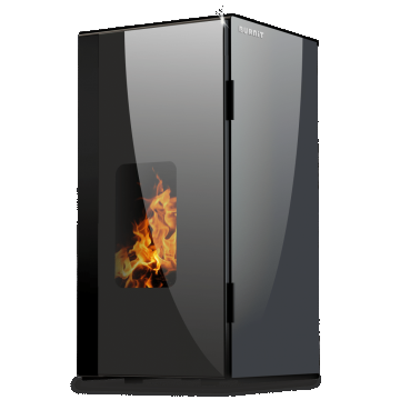 Termosemineu pe peleti Burnit Vision Grey 13 kw, echipat cu pompa de circulatie, vas de expansiune, automatizare, suprafata pana la 80 metri patrati