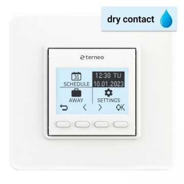 Termostat programabil terneo pro dry contact - 16a/3000va, montaj in doza de aparat, 5+2 programe saptaman