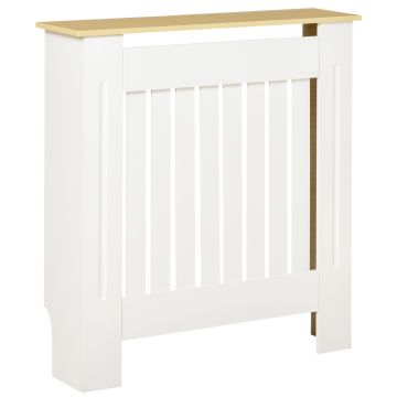 HOMCOM Mobilier Masca pentru Calorifer in MDF si PAL, Design cu Sipci cu Raft Superior, 78x19x83cm, Alb