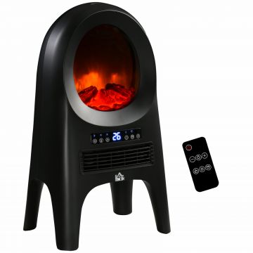 Incalzitor cu ventilator cu 3 moduri de incalzire cu temperatura reglabila si telecomanda, din ABS, 33,7x25,5x60,4 cm, negru