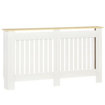 Mobilier Calorifer din PAL cu aspect de Lemn si MDF, Panouri sub forma de Lamele si Raft Superior, 152x19x83cm, Alb HOMCOM | Aosom RO