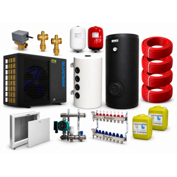 Pachet incalzire prin pardoseala 80 mp cu pompa de caldura Fornello BLUSTARK R290, 6 kW, Teava, Distribuitor, Grup amestec, Boiler 200 litri 2S, Puffer 80 litri, Vana deviatoare 3 cai, Valve anti-inghet si Vase expansiune