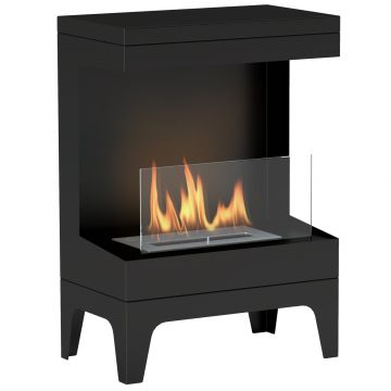 semineu pe Bioetanol Autoportant cu Arzator de 0,9L si Durata de 3,3 Ore, 38x22x54 cm, Negru