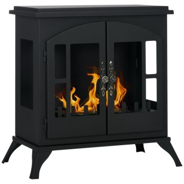 semineu pe Bioetanol, Biosemineu cu Arzator de 0,9L pentru 3 Ore de Ardere, 55x31x55 cm, Negru